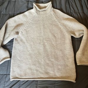 Vintage 90s J. Crew 100% Wool Beige Rollneck Sweater Size Mens Medium